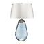 Elstead Lena 2 Light Large Blue Table Lamp with Off-white Shade, Blue-tinted Glass , Off-White Shade, E27