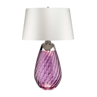 Elstead Lena 2 Light Large Plum Table Lamp with Off-white Shade, Plum ...
