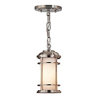 Elstead Lighthouse 1 Light Small Outdoor Ceiling Chain Lantern Brushed Steel IP44, E27