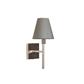 Elstead Lucerne 1 Light Wall Light, Brushed Nickel with Grey Shade