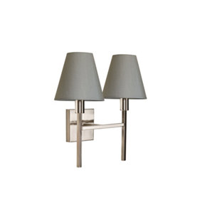 Elstead Lucerne Wall 2 Light Brushed Nickel with Grey Shade