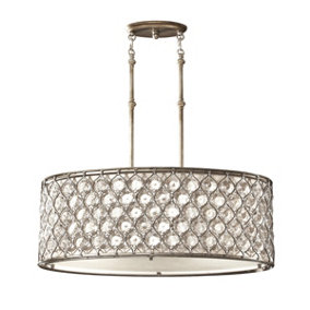 Elstead Lucia 3 Light Ceiling Cylindrical Pendant Polished Silver, E27