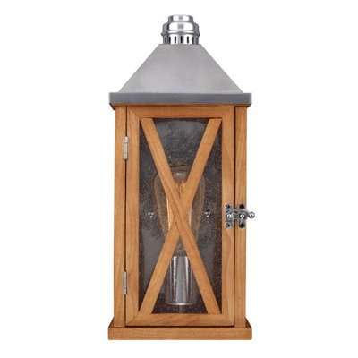 Elstead Lumiere 1 Light Outdoor Small Wall Lantern Light Natural Oak IP44, E27