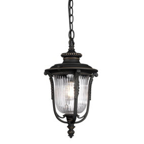 Elstead Luverne 1 Light Outdoor Ceiling Chain Lantern Rubbed Bronze, E27