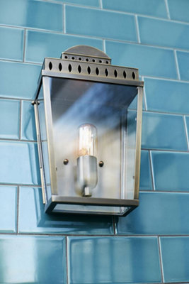 Elstead Mansion House 1 Light Outdoor Flush Lantern Light Polished Nickel IP44, E27
