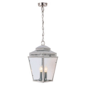 Elstead Mansion House 3 Light Outdoor Ceiling Chain Lantern Polished Nickel IP44, E14