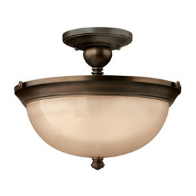 Elstead Mayflower 3 Light Semi Flush Ceiling Light Olde Bronze, E27