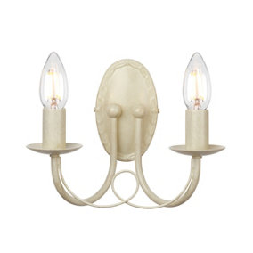 Elstead Minster 2 Light Indoor Candle Wall Light Gold, Ivory, E14