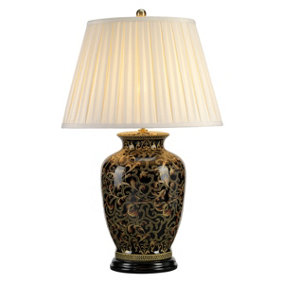 Elstead Morris 1 Light Large Table Lamp Black, Gold, E27