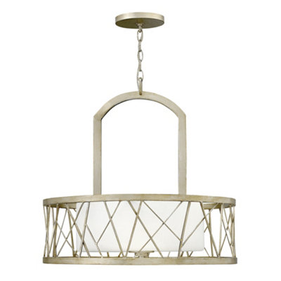 Elstead Nest 3 Light Ceiling Pendant Chandelier Silver Leaf, E27