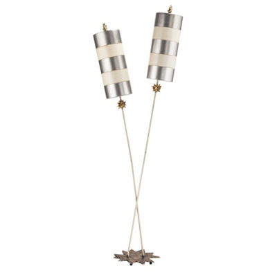 Elstead Nettle Luxe 2 Light Floor Lamp Silver, Beige, E27