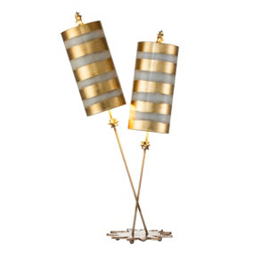 Elstead Nettle Luxe 2 Light Table Lamp Gold Leaf, Taupe, E27