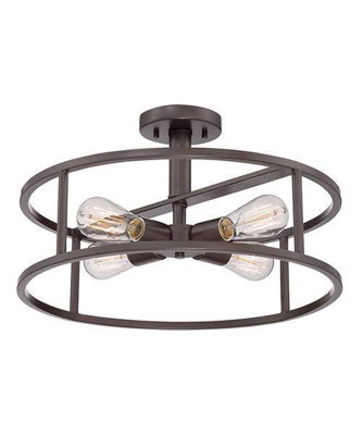 Elstead New Harbor 4 Light Semi Flush Ceiling Light Western Bronze, E27