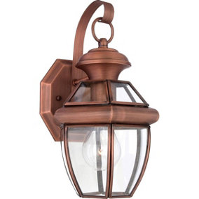 Elstead Newbury 1 Light Small Wall Lantern - Aged Copper, E27