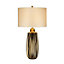 Elstead Newham 1 Light Large Table Lamp, Bronze Ceramic , Pearl shade, E27