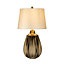Elstead Newham 1 Light Small Table Lamp, Bronze Ceramic , Pearl shade, E27