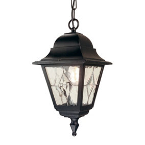 Elstead Norfolk 1 Light Outdoor Ceiling Chain Lantern Black IP43, E27