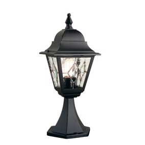 Elstead Norfolk 1 Light Outdoor Pedestal Lantern Black IP43, E27