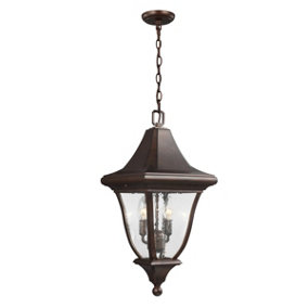Elstead Oakmont 3 Light Medium Outdoor Ceiling Chain Lantern Bronze, E14
