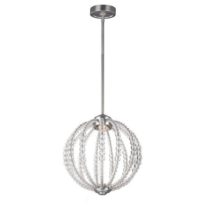 Elstead Oberlin LED 1 Light Small Spherical Ceiling Pendant Satin Nickel