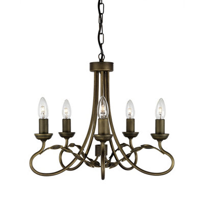 Elstead Olivia 5 Light Chandelier Black, Gold Finish, E14