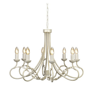 Elstead Olivia 8 Light Chandelier Ivory, Gold Finish, E14