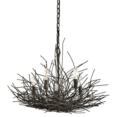 Elstead Organique 5 Light Pendant Chandelier Light Old Bronze, E14