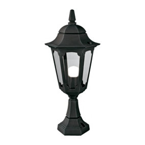 Elstead Parish 1 Light Outdoor Pedestal Lantern Black IP44, E27