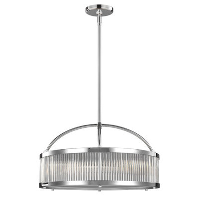 Elstead Paulson 6 Light Round Ceiling Pendant Light Chrome IP44, G9