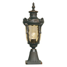 Elstead Philadelphia 1 Light Medium Outdoor Pedestal Lantern Old Bronze IP44, E27