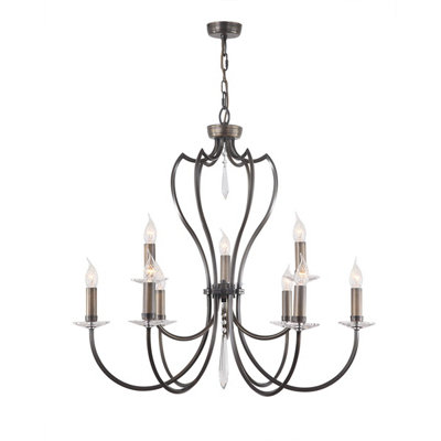 Elstead Pimlico 9 Light Chandelier Dark Bronze Finish, E14