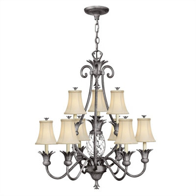 Elstead Plantation 10 Light Multi Arm Chandelier Polished Antique Nickel Finish, E14