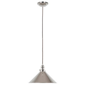 Elstead Provence 1 Light Dome Ceiling Pendant Polished Nickel, E27