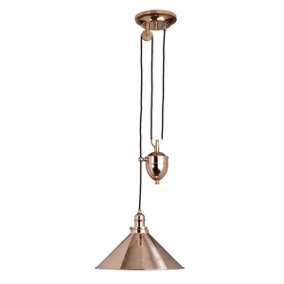 Elstead Provence 1 Light Rise & Fall Dome Ceiling Pendant Polished Copper, E27