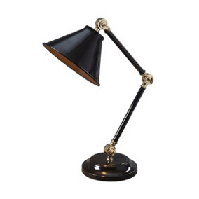Elstead Provence Element 1 Light Table Lamp Black, Polished Brass, E27