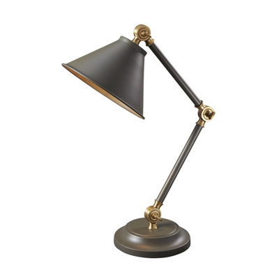 Elstead Provence Element 1 Light Table Lamp Grey, Aged Brass, E27