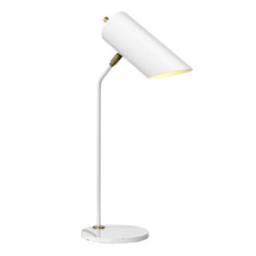 Elstead Quinto 1 Light Table Lamp - White Aged Brass, E27