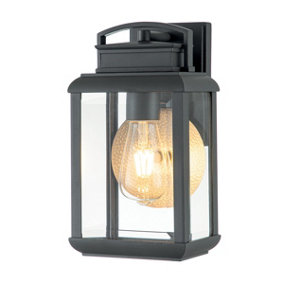 Elstead Quoizel Byron Outdoor Wall Lantern Graphite with Pewter Reflector, IP44