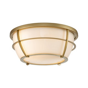Elstead Quoizel Chance Bathroom Ceiling Light Painted Natural Brass, IP44