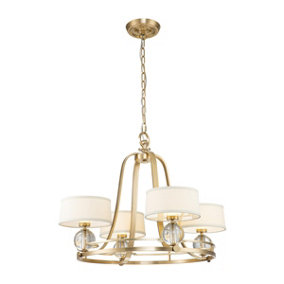 Elstead Quoizel Gotham Multi Arm Chandelier with Shades Brushed Brass