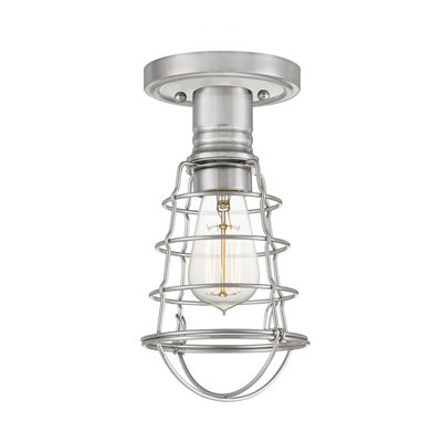 Elstead Quoizel Mixon Semi Flush Ceiling Light Brushed Nickel