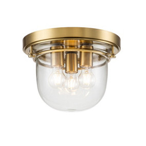 Elstead Quoizel Whistling Bowl Semi Flush Ceiling Light Brushed Brass, IP44