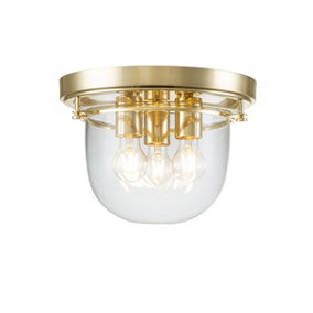 Elstead Quoizel Whistling Bowl Semi Flush Ceiling Light Polished Brass, IP44
