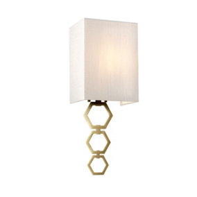 Elstead Ria Small 1 Light Wall Light, Aged Brass, Ivory Faux Silk Shade
