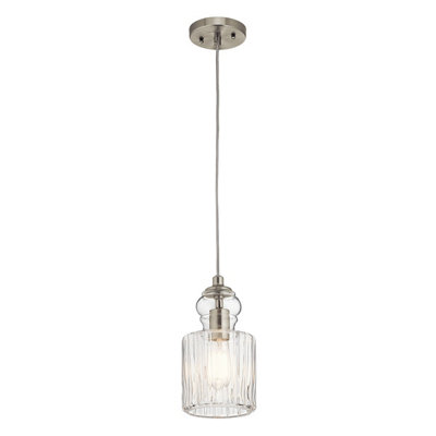 Elstead Riviera 1 Light Pendant, Brushed Nickel, E27