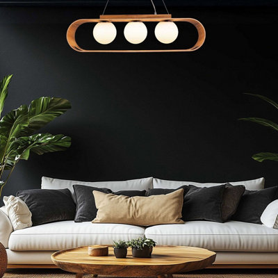Elstead Sfera Bar Pendant Ceiling Light Teak