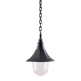 Elstead Shannon 1 Light Outdoor Coastal Ceiling Chain Lantern Black Polycarbonate IP44, E27