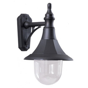 Elstead Shannon 1 Light Outdoor Coastal Wall Lantern Light Black Polycarbonate IP44, E27