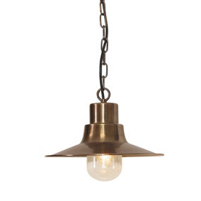 Elstead Sheldon 1 Light Outdoor Ceiling Chain Lantern Brass IP44, E27
