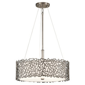 Elstead Silver Coral 3 Light Ceiling Duo-Mount Pendant Classic Pewter, E27